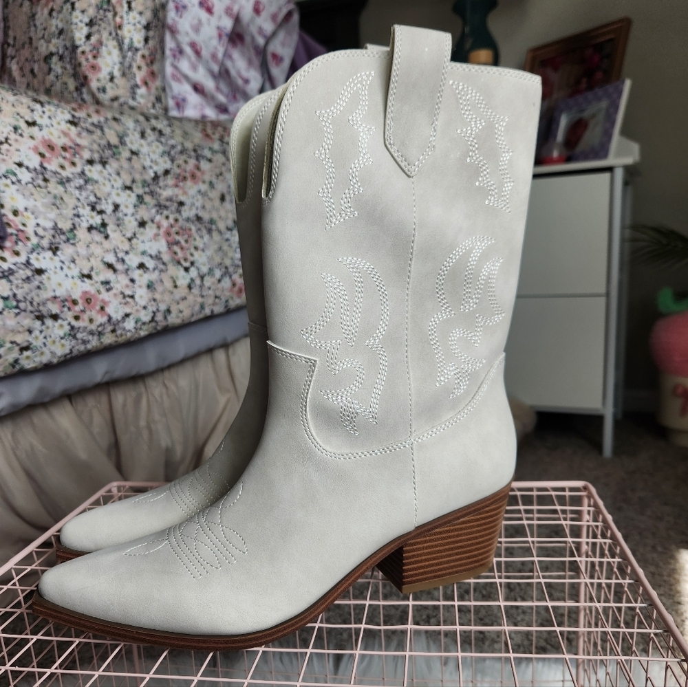 SZ 10 Synthetic Indigo Rd Cowboy Boots - Picture 3 of 8
